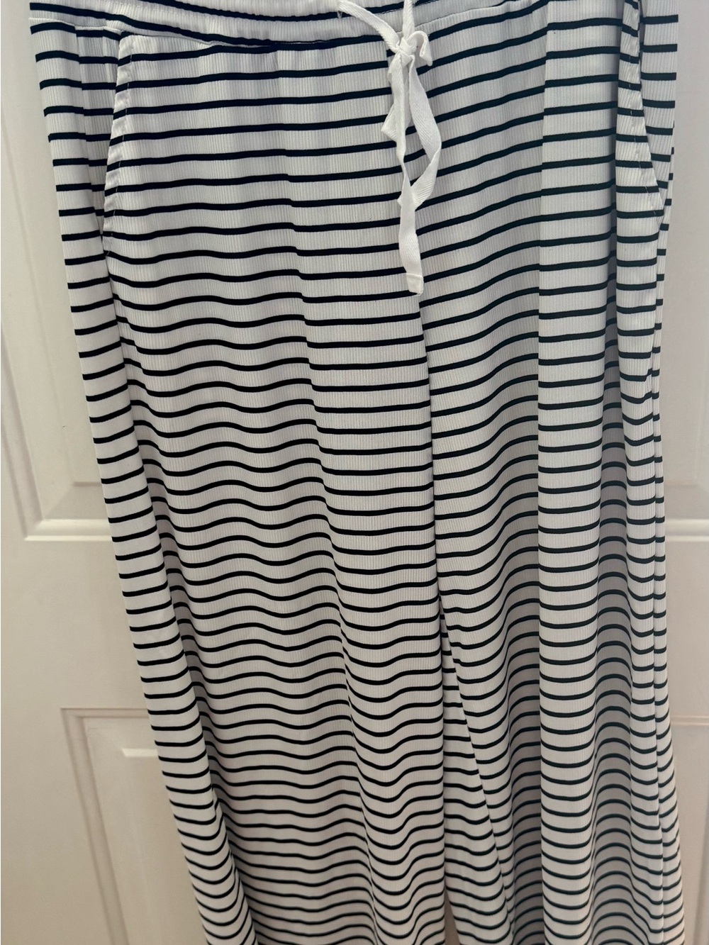 Striped Black and White pants- Casual Drawstring Waist